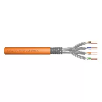 Digitus Instalační kabel CAT 7 S-FTP, 1200 MHz Dca (EN 50575), AWG 23/1, klubko 100 m, simplex, barva oranžová Digitus Instalační kabel CAT 7 S-FTP, 1200 MHz Dca (EN 50575), AWG 23/1, klubko 100 m, simplex, barva oranžová