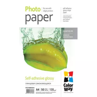 COLORWAY fotopapír/ glossy samolepící 135g/m2, A4/ 50 kusů COLORWAY fotopapír/ glossy samolepící 135g/m2, A4/ 50 kusů