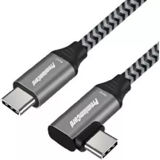 PremiumCord USB-C zahnutý kabel ( USB 3.2 GEN 2x2, 5A, 100W, 20Gbit/s ) 0,5m hliníkové krytky konektorů, bavlněný oplet PremiumCord USB-C zahnutý kabel ( USB 3.2 GEN 2x2, 5A, 100W, 20Gbit/s ) 0,5m hliníkové krytky konektorů, bavlněný oplet