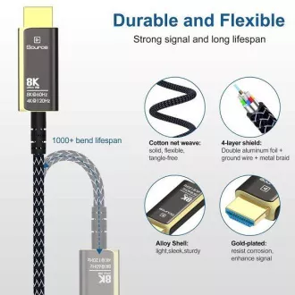 PremiumCord Ultra High Speed HDMI 2.1 optický fiber kabel 8K@60Hz,zlacené 5m PremiumCord Ultra High Speed HDMI 2.1 optický fiber kabel 8K@60Hz,zlacené 5m