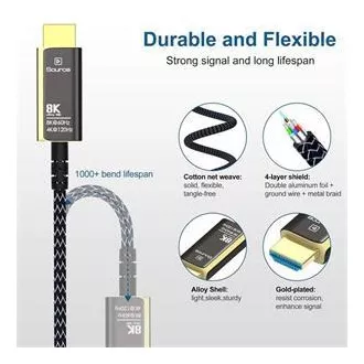 PremiumCord Ultra High Speed HDMI 2.1 optický fiber kabel 8K@60Hz,zlacené 25m
