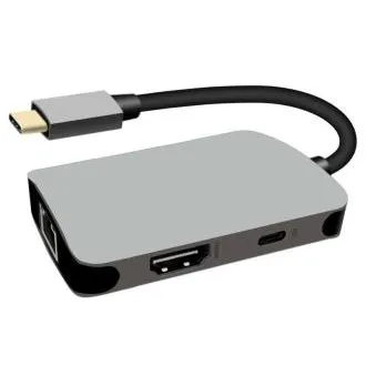 PremiumCord USB-C na HDMI + RJ45 + PD adaptér, hliníkové pouzdro PremiumCord USB-C na HDMI + RJ45 + PD adaptér, hliníkové pouzdro