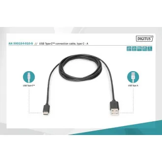 Digitus Připojovací kabel USB C na A 1,0 m, 3A, 480 MB, verze 2.0