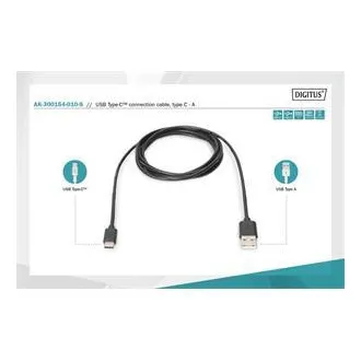 Digitus Připojovací kabel USB C na A 1,0 m, 3A, 480 MB, verze 2.0