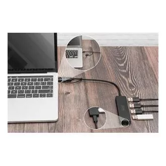 Digitus USB 3.0 Hub 4-Port, Slim Line, 0,2m kabel