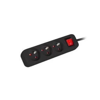 LANBERG Prodlužovací přívod 1.5M 3X klasická zásuvka s vypínačem měď kabel černý LANBERG Prodlužovací přívod 1.5M 3X klasická zásuvka s vypínačem měď kabel černý