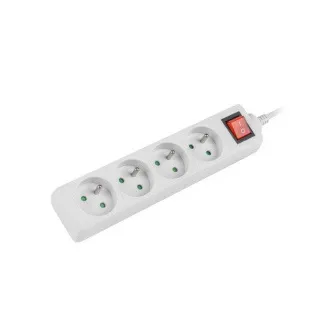 LANBERG Prodlužovací přívod 1.5M 4X klasická zásuvka s vypínačem měď kabel bílý LANBERG Prodlužovací přívod 1.5M 4X klasická zásuvka s vypínačem měď kabel bílý