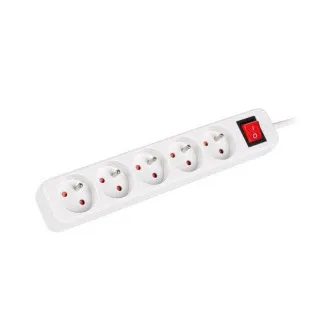 LANBERG Prodlužovací přívod 1.5M 5X klasická zásuvka s vypínačem měď kabel bílý LANBERG Prodlužovací přívod 1.5M 5X klasická zásuvka s vypínačem měď kabel bílý