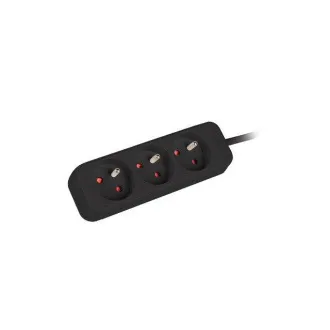 LANBERG Prodlužovací přívod 3M 3X klasická zásuvka měď kabel černý LANBERG Prodlužovací přívod 3M 3X klasická zásuvka měď kabel černý