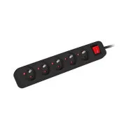 LANBERG Prodlužovací přívod 3M 5X klasická zásuvka s vypínačem měď kabel černý