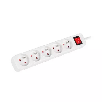 LANBERG Prodlužovací přívod 3M 5X klasická zásuvka s vypínačem měď kabel bílý LANBERG Prodlužovací přívod 3M 5X klasická zásuvka s vypínačem měď kabel bílý