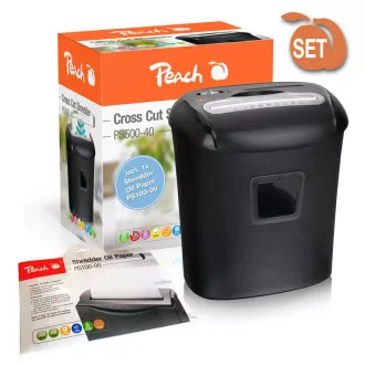 PEACH skartovač Cross Cut Shredder PS500-40, křížový řez, P-4, 21 l PEACH skartovač Cross Cut Shredder PS500-40, křížový řez, P-4, 21 l