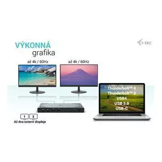 I-tec USB 3.0 / USB-C / Thunderbolt Dual Display Docking Station + PD 100W