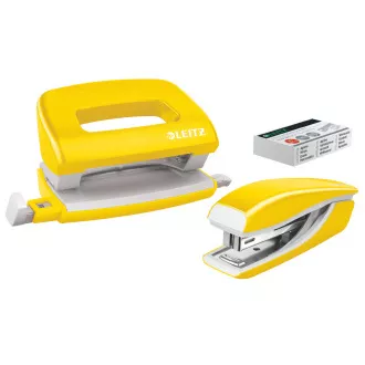 LEITZ Set mini sešívačky a děrovačky WOW, žlutá LEITZ Set mini sešívačky a děrovačky WOW, žlutá