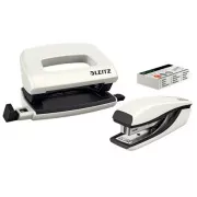 LEITZ Set mini sešívačky a děrovačky WOW, perleťová bílá