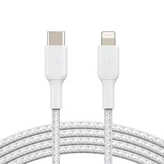 Belkin BOOST CHARGE Lightning/USB-C kabel, 2m, bílý - odolný