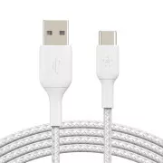 Belkin BOOST CHARGE USB-C/USB-A kabel, 1m, bílý - odolný