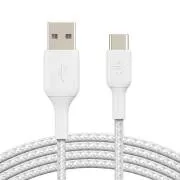 Belkin BOOST CHARGE USB-C/USB-A kabel, 3m, bílý - odolný