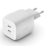 Belkin BOOST CHARGE Duální 45W USB-C Power Delivery GaN PPS nástěnná nabíječka, bílá