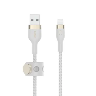 Belkin BOOST CHARGE Lightning/USB-A kabel, 2m, bílý - odolný PRO Flex Belkin BOOST CHARGE Lightning/USB-A kabel, 2m, bílý - odolný PRO Flex