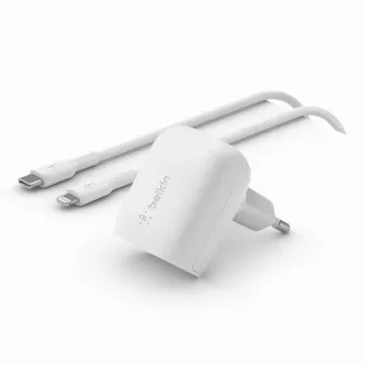 Belkin BOOST CHARGE 20W USB-C Power Delivery PPS nástěnná nabíječka + 1m USB-C na lightning kabel, bílá Belkin BOOST CHARGE 20W USB-C Power Delivery PPS nástěnná nabíječka + 1m USB-C na lightning kabel, bílá