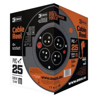 Emos prodlužovací buben - 4 zásuvky, 25m, 1.5mm, PVC, IP20 Emos prodlužovací buben - 4 zásuvky, 25m, 1.5mm, PVC, IP20