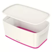 LEITZ Úložný box s víkem MyBox, velikost S, bílá/růžová