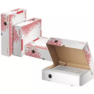 LEITZ Esselte Speedbox rychle-složitelný archivační kontejner s víkem L, bílá-červená LEITZ Esselte Speedbox rychle-složitelný archivační kontejner s víkem L, bílá-červená