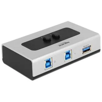 Delock přepínač USB 3.0 2 port ruční obousměrný Delock přepínač USB 3.0 2 port ruční obousměrný