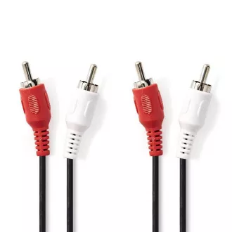 Nedis CAGB24200BK20 - Stereofonní Audio Kabel | 2x RCA Zástrčka - 2x RCA Zástrčka | 2 m | Černá barva Nedis CAGB24200BK20 - Stereofonní Audio Kabel | 2x RCA Zástrčka - 2x RCA Zástrčka | 2 m | Černá barva