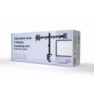 GEMBIRD Držák 2 monitorů na stůl MA-D2-01, naklápěcí, až do 32" a 9kg, černý