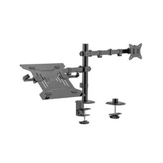 GEMBIRD Držák 3 monitorů na stůl s podstavcem pro notebook MA-DA-03, naklápěcí, až do 32" a 9kg, černý GEMBIRD Držák 3 monitorů na stůl s podstavcem pro notebook MA-DA-03, naklápěcí, až do 32" a 9kg, černý