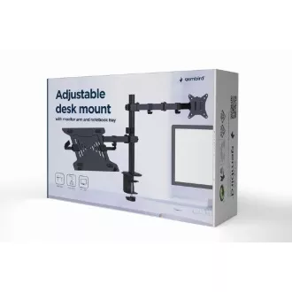GEMBIRD Držák 3 monitorů na stůl s podstavcem pro notebook MA-DA-03, naklápěcí, až do 32" a 9kg, černý GEMBIRD Držák 3 monitorů na stůl s podstavcem pro notebook MA-DA-03, naklápěcí, až do 32" a 9kg, černý