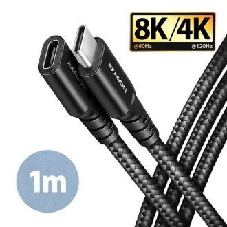 AXAGON BUCM32-CF10AB prodlužovací kabel USB-C (M) <-> USB-C (F), 1m, USB 20Gbps, PD 240W 5A, 8K HD, ALU, oplet, černý AXAGON BUCM32-CF10AB prodlužovací kabel USB-C (M) <-> USB-C (F), 1m, USB 20Gbps, PD 240W 5A, 8K HD, ALU, oplet, černý