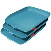 LEITZ Odkladač na dokumenty s organizérem Cosy set 3 ks klidná modrá