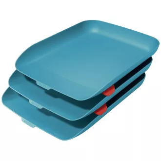 LEITZ Odkladač na dokumenty s organizérem Cosy set 3 ks klidná modrá