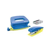 LEITZ Set mini sešívačky a děrovačky UrbanChic, modrá