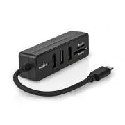 Nedis CCGB64780BK01 - USB hub| 1x USB-C | 1x USB A / 1x USB-C | 4 Porty port(s) | USB 2.0 | Napájení z USB | SD & Micr