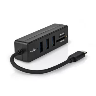 Nedis CCGB64780BK01 - USB hub| 1x USB-C | 1x USB A / 1x USB-C | 4 Porty port(s) | USB 2.0 | Napájení z USB | SD & Micr Nedis CCGB64780BK01 - USB hub| 1x USB-C | 1x USB A / 1x USB-C | 4 Porty port(s) | USB 2.0 | Napájení z USB | SD & Micr