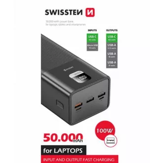 SWISSTEN POWER LINE POWER BANK 50000 mAh 100W POWER DELIVERY BLACK SWISSTEN POWER LINE POWER BANK 50000 mAh 100W POWER DELIVERY BLACK