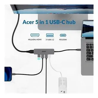 Acer 5IN1 Mini Dock statioType- C dongle, 1x HDMI (až 3840x2160@60hz), 3x USB 3.0 5Gbps ports, 1x Type-C up to 100W PD port (host) Acer 5IN1 Mini Dock statioType- C dongle, 1x HDMI (až 3840x2160@60hz), 3x USB 3.0 5Gbps ports, 1x Type-C up to 100W PD port (host)