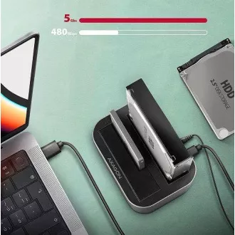 AXAGON ADSA-DC, USB-C 5Gbps - 2x SATA 6G 2.5"/3.5" SSD/HDD CLONE DUAL dokovací stanice AXAGON ADSA-DC, USB-C 5Gbps - 2x SATA 6G 2.5"/3.5" SSD/HDD CLONE DUAL dokovací stanice