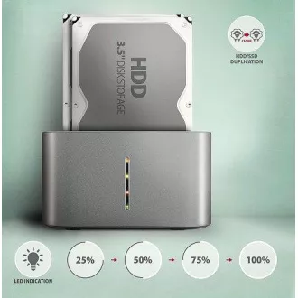 AXAGON ADSA-DC, USB-C 5Gbps - 2x SATA 6G 2.5"/3.5" SSD/HDD CLONE DUAL dokovací stanice AXAGON ADSA-DC, USB-C 5Gbps - 2x SATA 6G 2.5"/3.5" SSD/HDD CLONE DUAL dokovací stanice