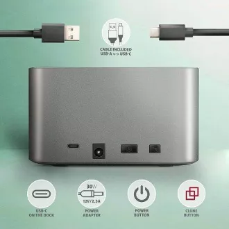 AXAGON ADSA-DC, USB-C 5Gbps - 2x SATA 6G 2.5"/3.5" SSD/HDD CLONE DUAL dokovací stanice AXAGON ADSA-DC, USB-C 5Gbps - 2x SATA 6G 2.5"/3.5" SSD/HDD CLONE DUAL dokovací stanice