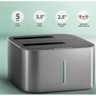 AXAGON ADSA-DC, USB-C 5Gbps - 2x SATA 6G 2.5"/3.5" SSD/HDD CLONE DUAL dokovací stanice AXAGON ADSA-DC, USB-C 5Gbps - 2x SATA 6G 2.5"/3.5" SSD/HDD CLONE DUAL dokovací stanice
