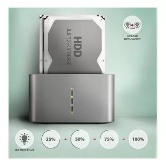 AXAGON ADSA-DC, USB-C 5Gbps - 2x SATA 6G 2.5"/3.5" SSD/HDD CLONE DUAL dokovací stanice AXAGON ADSA-DC, USB-C 5Gbps - 2x SATA 6G 2.5"/3.5" SSD/HDD CLONE DUAL dokovací stanice