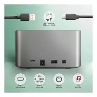 AXAGON ADSA-DC, USB-C 5Gbps - 2x SATA 6G 2.5"/3.5" SSD/HDD CLONE DUAL dokovací stanice AXAGON ADSA-DC, USB-C 5Gbps - 2x SATA 6G 2.5"/3.5" SSD/HDD CLONE DUAL dokovací stanice