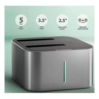 AXAGON ADSA-DC, USB-C 5Gbps - 2x SATA 6G 2.5"/3.5" SSD/HDD CLONE DUAL dokovací stanice AXAGON ADSA-DC, USB-C 5Gbps - 2x SATA 6G 2.5"/3.5" SSD/HDD CLONE DUAL dokovací stanice