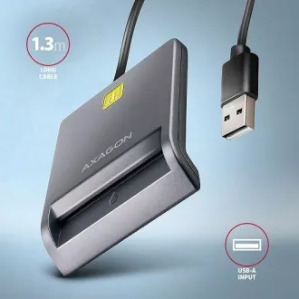 AXAGON CRE-SM3T, USB-A FlatReader čtečka kontaktních karet Smart card (eObčanka), kabel 1.3m AXAGON CRE-SM3T, USB-A FlatReader čtečka kontaktních karet Smart card (eObčanka), kabel 1.3m