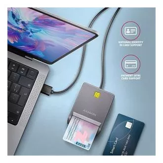 AXAGON CRE-SM3T, USB-A FlatReader čtečka kontaktních karet Smart card (eObčanka), kabel 1.3m AXAGON CRE-SM3T, USB-A FlatReader čtečka kontaktních karet Smart card (eObčanka), kabel 1.3m